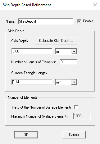 Skin Depth Based Refinement dialog.