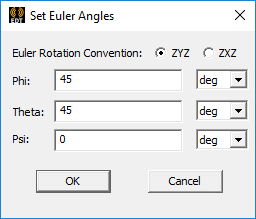 Set Euler Angles dialog.