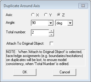 Duplicate Around axis dialog.