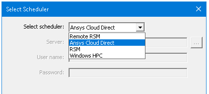 Selecting Ansys Cloud Scheduler