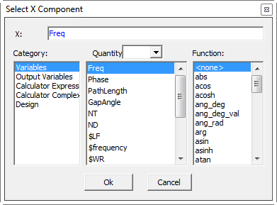 Select X Component Dialog