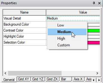 Properties panel, General tab.