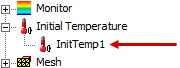 assigned initial temperature as listed in the project manager