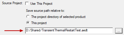 selected Source Project as listed in the Setup Link dialog box