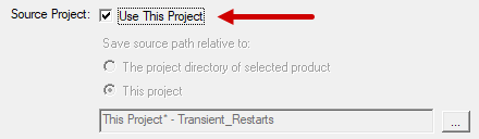 selecting the use this project option in the Setup Link dialog box