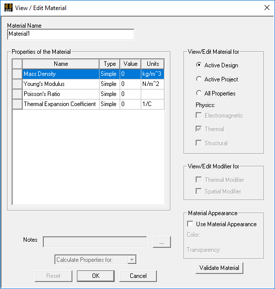 Assigning Structural Materials