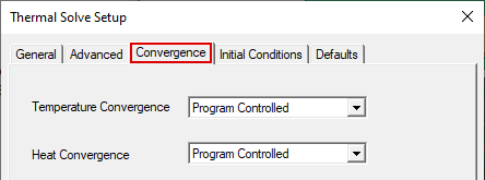 Program Convergence Convergence Tab