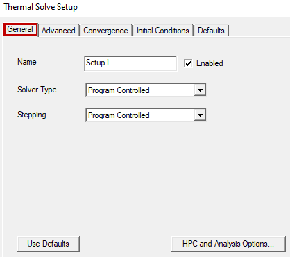 Solution Setup (Thermal)