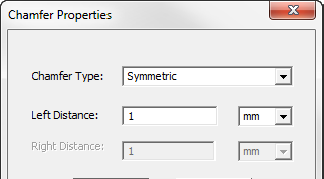 Chamfer properties dialog.