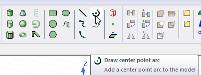 Draw center point arc icon in Draw ribbon.