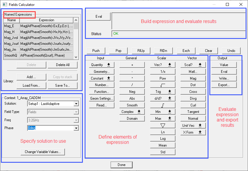 Fields calculator window.