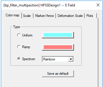 Attribute setting dialog, Color map tab.