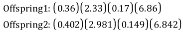 Resulting offspring data for two offspring, given equation and parent data. 