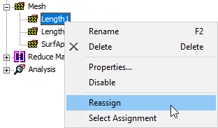 Reassign Mesh Mesh shortcut menu, Reassign Mesh highlighted.