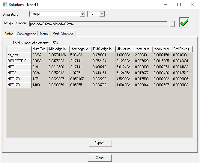 Solutions - Mesh Statistics