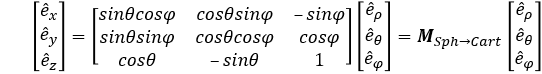 Spherical to Cartesian transformation matrix. 