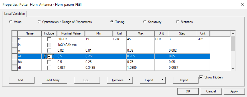 Tuning Window. Include highlighted.