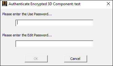 Open 3D Component Prompt for 2 Passwords