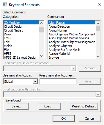Keyboard Shortcuts Window