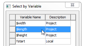 Select by Variable dialog.