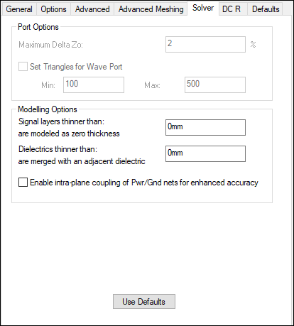 HFSS Advanced Settings - Solver