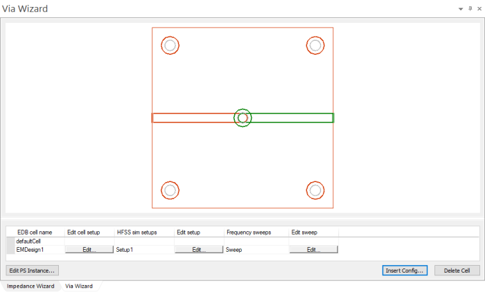 Via Wizard in Wireframe Mode