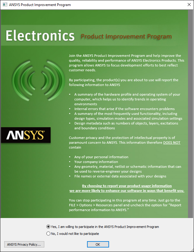 Ansys Product Improvement Plan