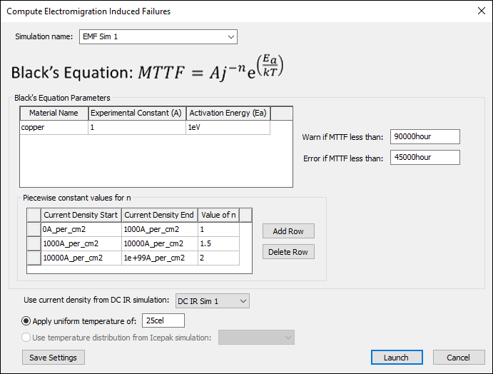 Compute Electromigration Induced Failures