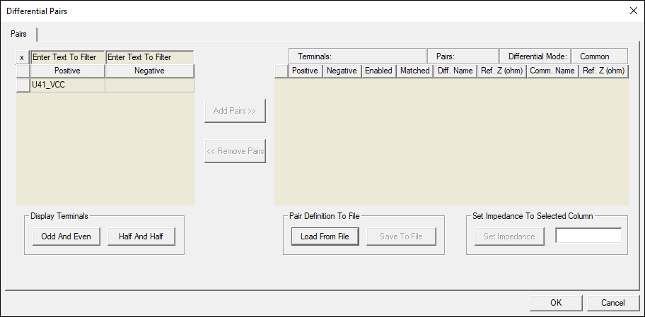 Differential Pairs window