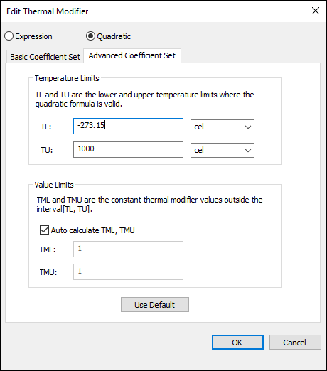 Edit Thermal Modifier - Quadratic Advanced