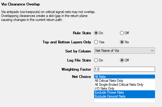 Via Clearance Overlap Rules