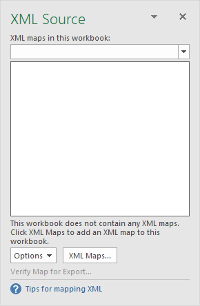 XML Source Task Pane