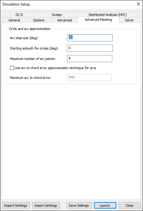 Advanced Meshing Tab