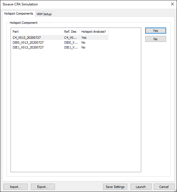 Hotspot Components Tab
