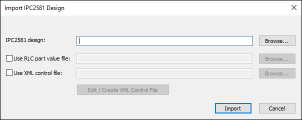 Import IPC2581 Design Window