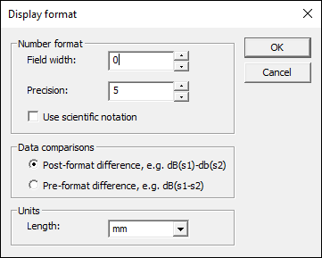 Display Format window