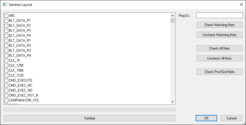 Sanitize Layout window