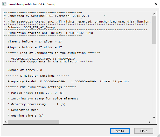 Simulation Profile - AC Sweep