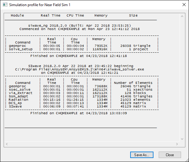 Simulation Profile - Near Field