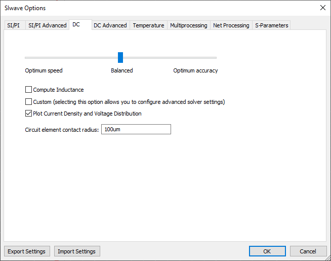 SIwave Options - DC SIwave Options - DC