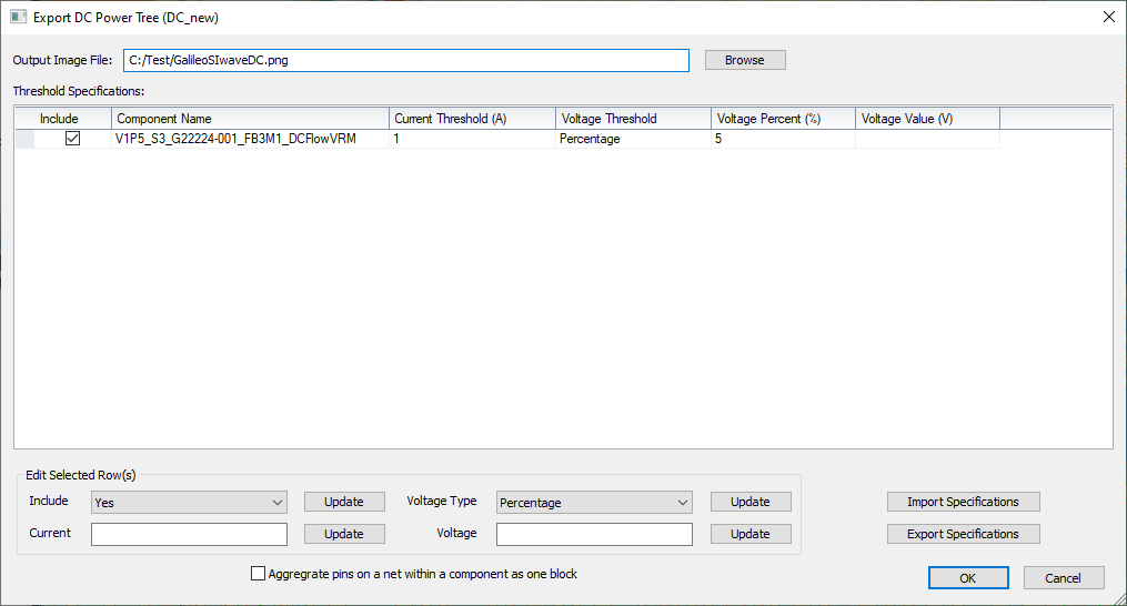Export DC Power Tree Window