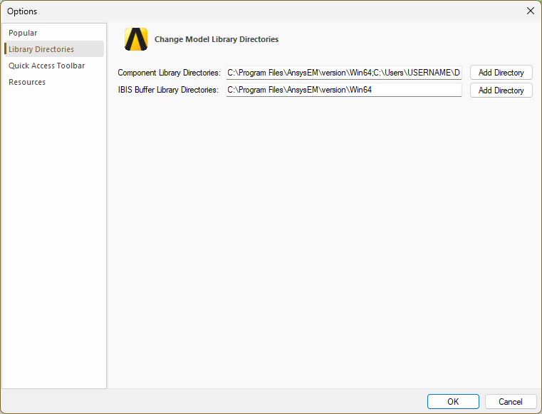 Library Directories Options
