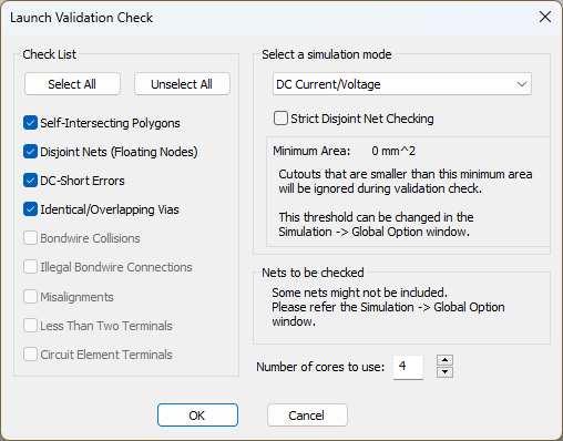 Launch Validation Check Window