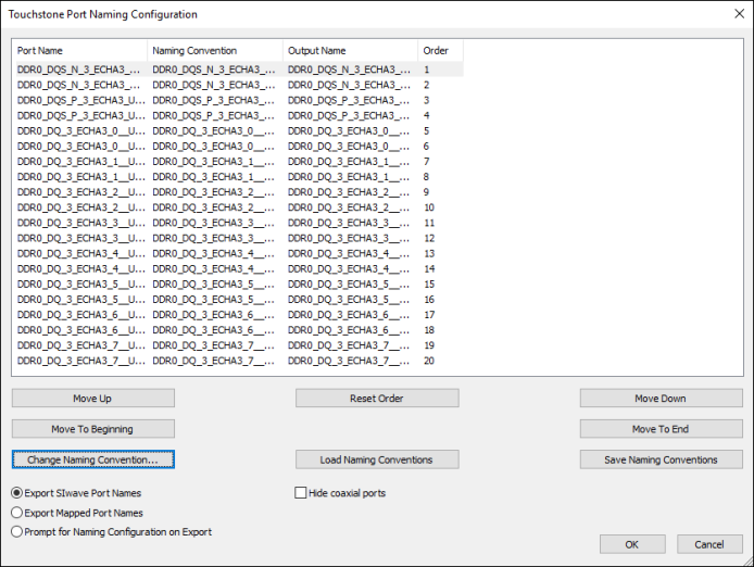 Touchstone Port Naming Configuration