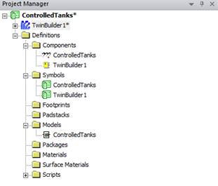 Adding the Controlled Tanks Component to a Twin Builder Schematic