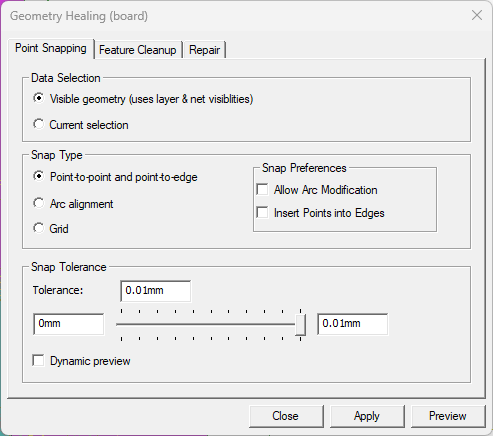 Geometry Healing Window