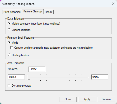 Geometry Healing Window