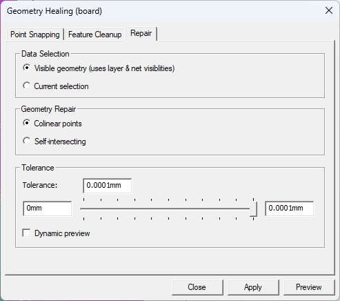 Geometry Healing Window