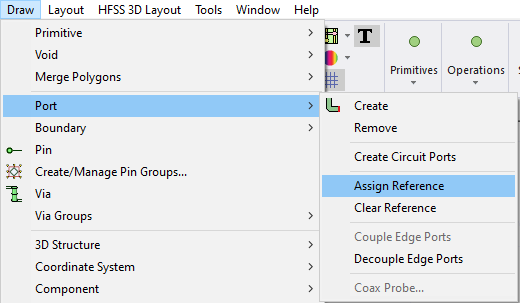 Draw > Port > Assign Reference Draw > Port > Assign Reference