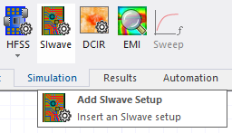 Simulation Tab > SIwave